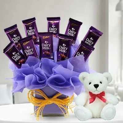 Bouquet of Chocolates & Teddy