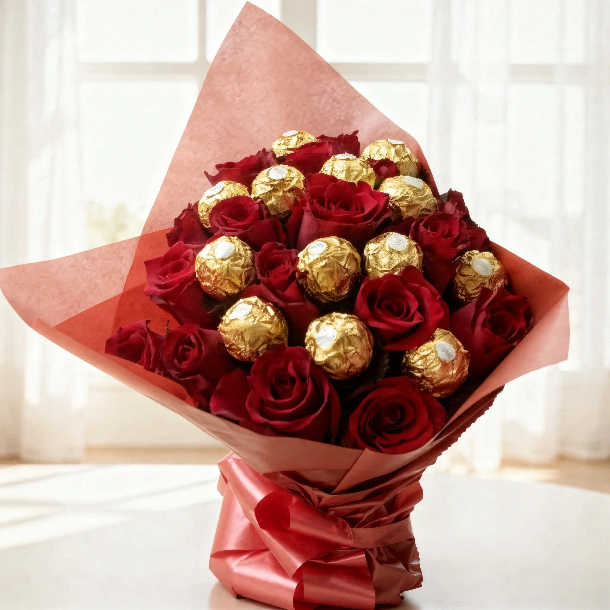 Bouquet of Red Roses & Chocolates
