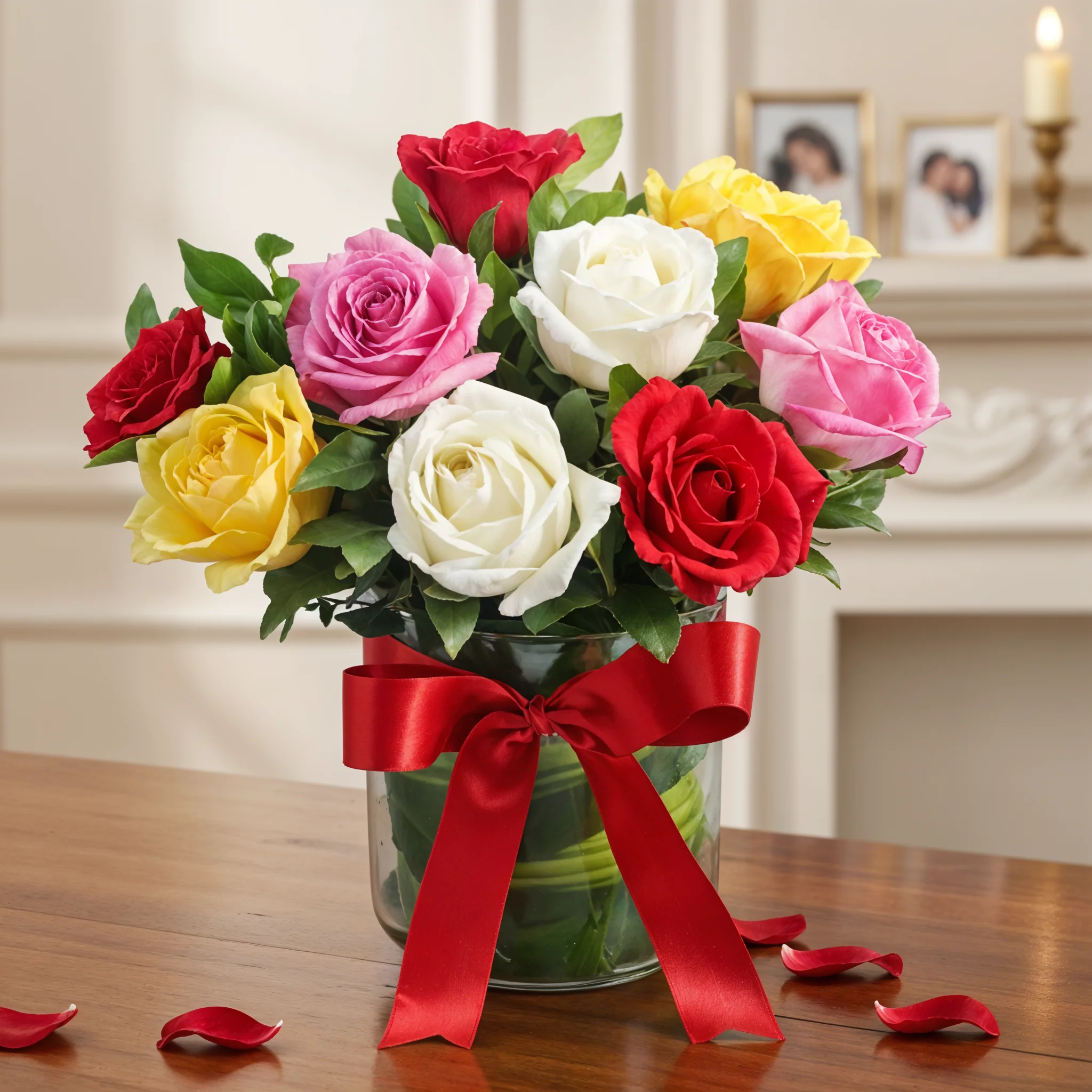 Mix Roses in Vase