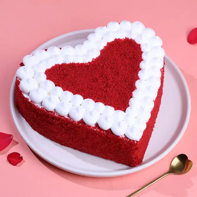 Red Velvet Heart Shaped Cake