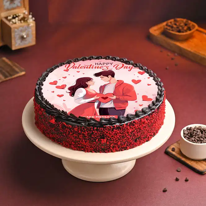 Valentine Red Velvet Photo Cake