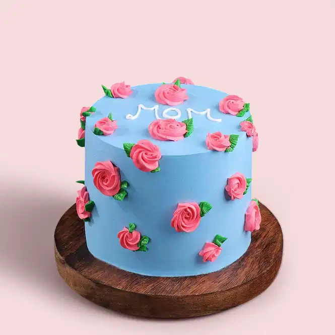 1 Kg Blue Floral Cake For Mom